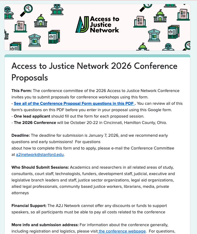 Call for A2J Network Conference 2026 sessions